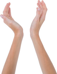 Woman presenting with her hands