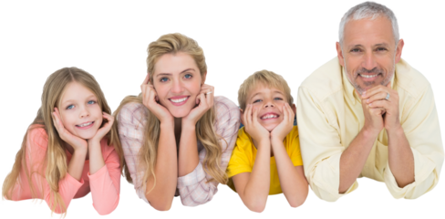 Portrait of family lying down