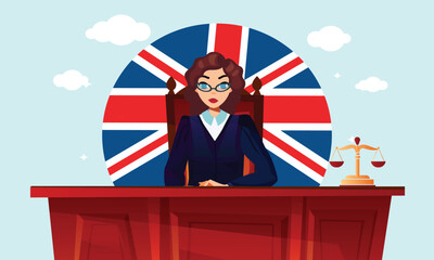 Female judge law court legal justice lawyer United Kingdom England 