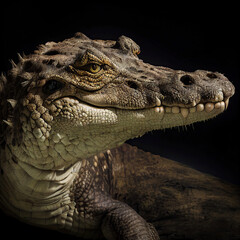 Fototapeta premium Nile crocodile as studio animal portrait (Generative AI)