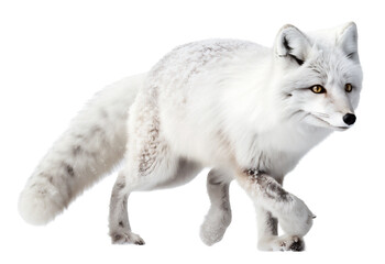 Arctic Fox Walking, Side View Portrait of Wild Animal. Generative AI
