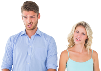 Young couple making silly faces