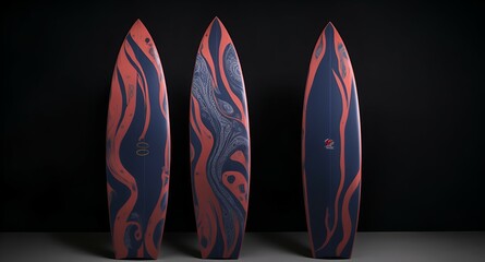 赤褐色のサーフボード｜reddish brown surfboard Generative AI - obrazy, fototapety, plakaty