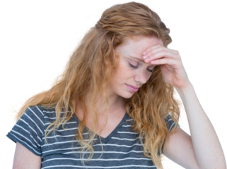 Blonde woman having headache