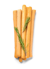 Tasty Italian Grissini on white background