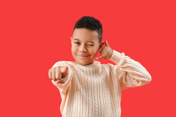 Cool African-American boy showing 