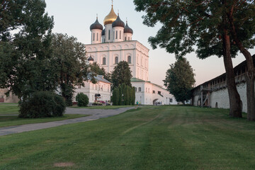 View of the Pskov Kremlin and Trinity Church in Pskov.