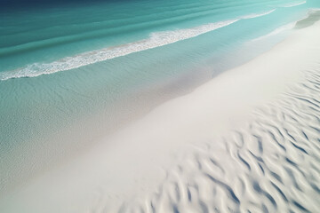Fototapeta na wymiar Spectacular Aerial View of Pristine White Sand Beach and Azure Blue Waters