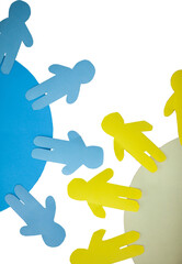 Yellow and blue little person on circle 