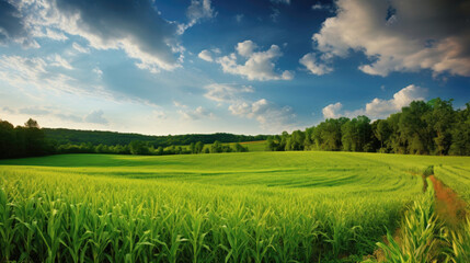 Obraz premium Corn field, agricultural landscape. Generative AI