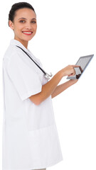 Pretty nurse using tablet pc