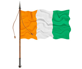 National flag  of Ivory Coast. Background  with flag  of Ivory Coast