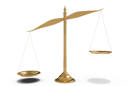 Illustration of golden justice scales