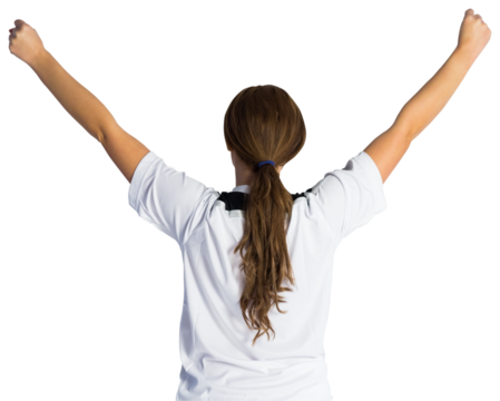 Pretty football fan cheering