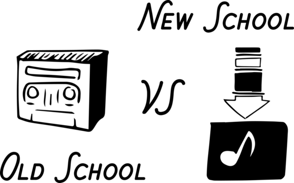 Digital composite image of radio and download music symbol with text - Powered by Adobe