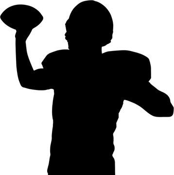 Digital composite of American football player holding ball 
