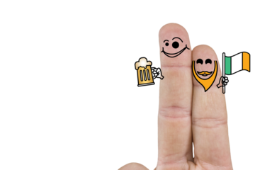 Composite image of irish animation on fingers st patrick