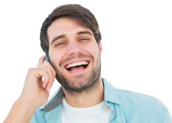 Happy casual man talking on phone
