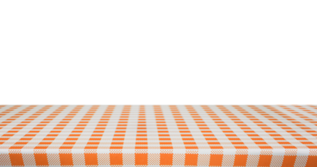 orange and white tablecloth