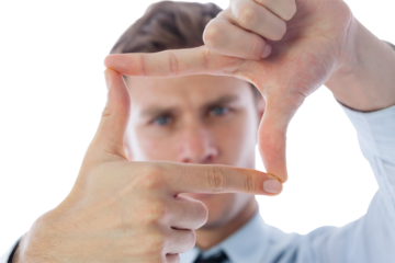 Businessman making frame with hands
