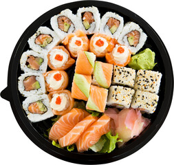 japanese food platter over white background
