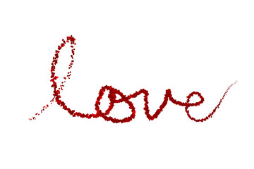 Love spelled out in petals