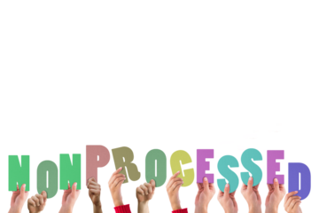 Hands holding up non processed