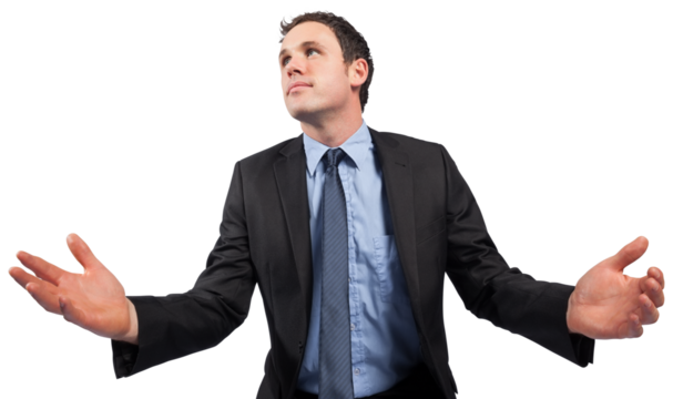 Businessman posing with arms out