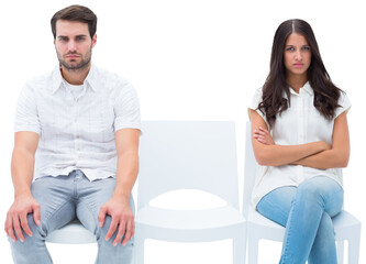 Angry couple not talking after argument