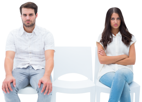 Angry couple not talking after argument