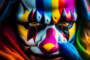 Obraz premium colorful portraits of a scary masked clown. Generative AI