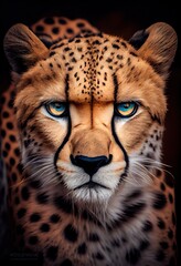 Fierce determination in a cheetah's eyes as it prepares to take down its prey, generative ai