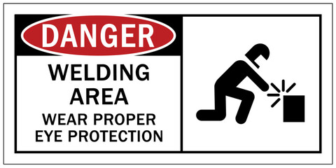 Welding hazard sign and labels