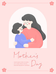 Mother's Day poster of mother and daughter illustration.