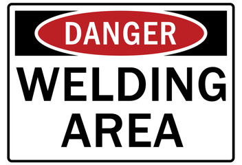 Welding hazard sign and labels welding area