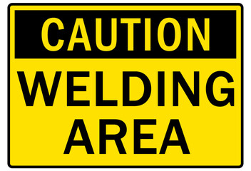 Welding hazard sign and labels welding area
