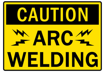 Welding hazard sign and labels arc welding
