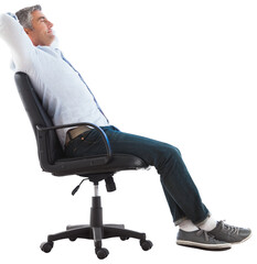 Fototapeta na wymiar Side view of man sleeping on chair