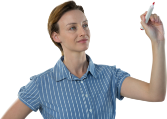 Executive writing on invisible screen