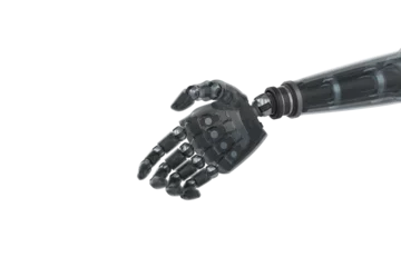 Foto auf Acrylglas Black color metallic robot hand © vectorfusionart