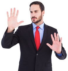 Businessman showing something with his hands