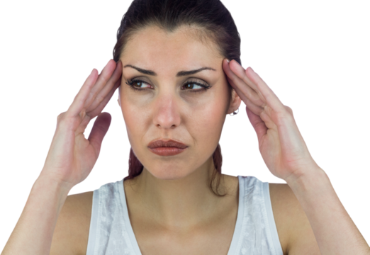 Stressed woman suffering from headache 