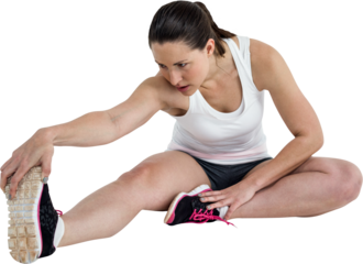 Athlete woman stretching her hamstring