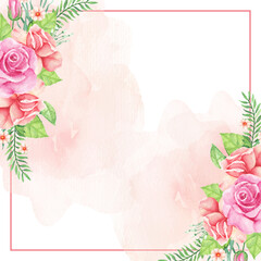 Watercolor Rose Flower Frame