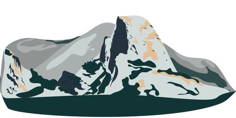 Half Dome Mountain Isolated Illustration