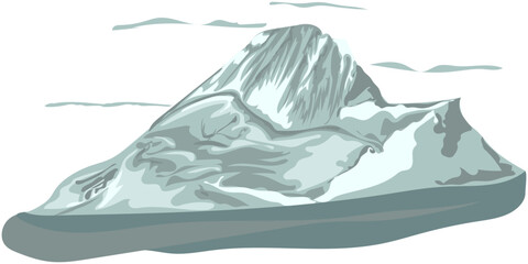 Alpamayo Mountain Isolated Illustration