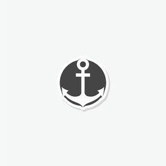 Marine anchor silhouette sticker icon