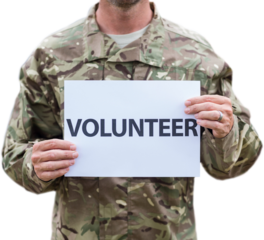 Army officer holding volunteer board