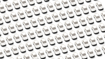 white cars on transparent background made in 3d