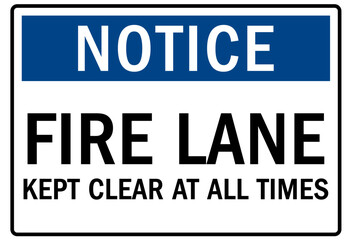 Keep area clear safety sign and labels fire lane, keep clear at all times